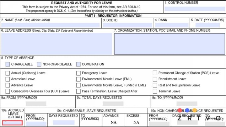 Army Fillable Leave Form Printable Forms Free Online 7185