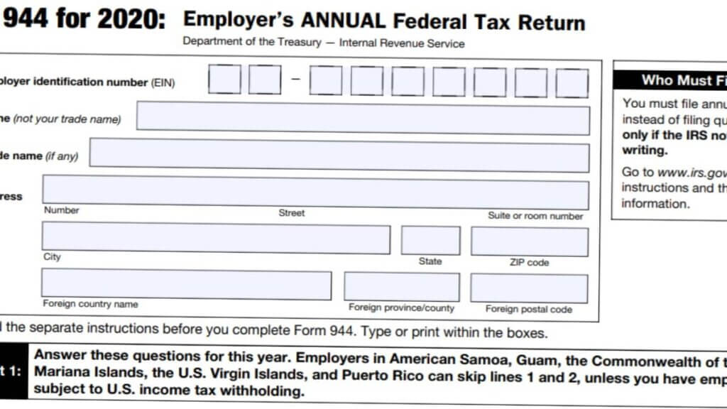 Printable IRS Form 944