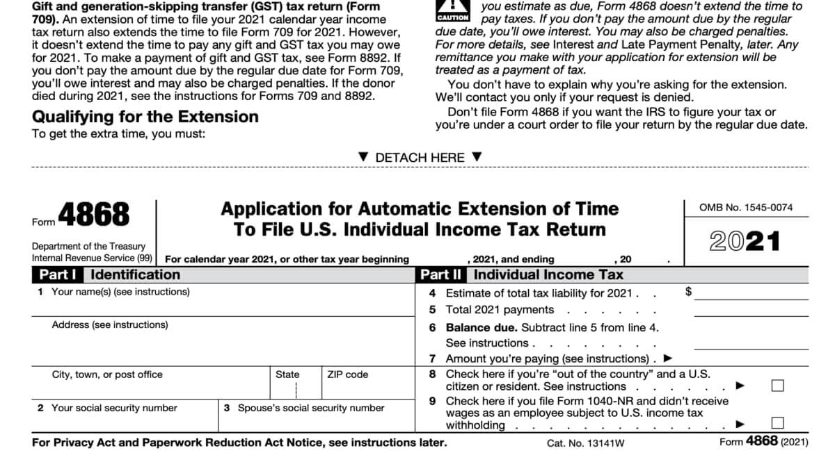 4868 Form 2022