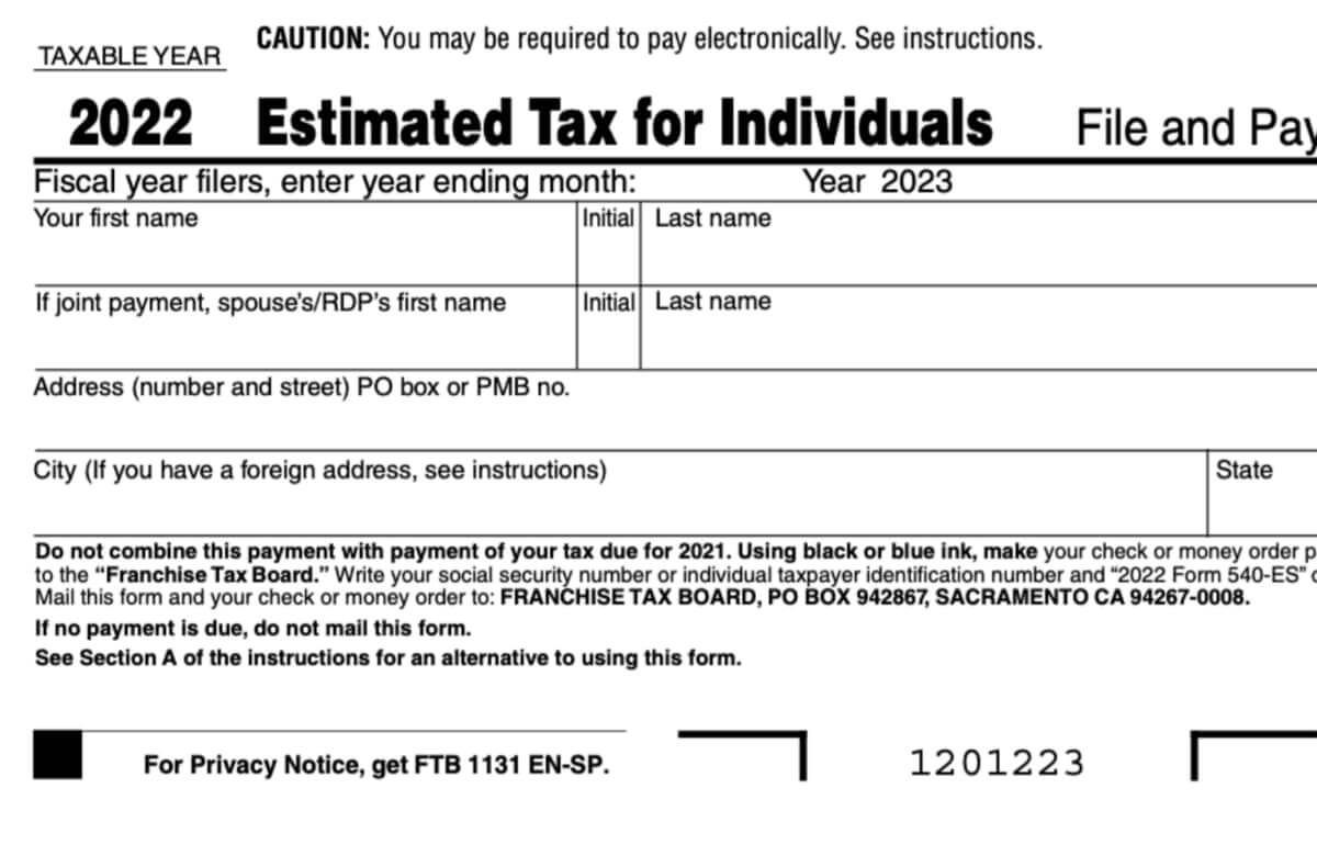 Form 540ES 2024 California Estimated Tax State And Local Taxes Zrivo