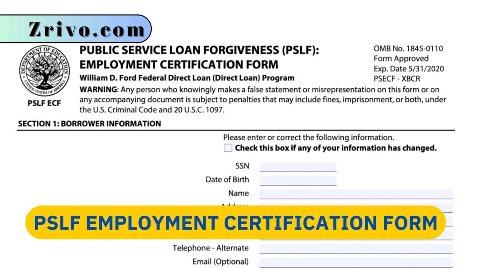 PSLF Employment Certification Form 2024